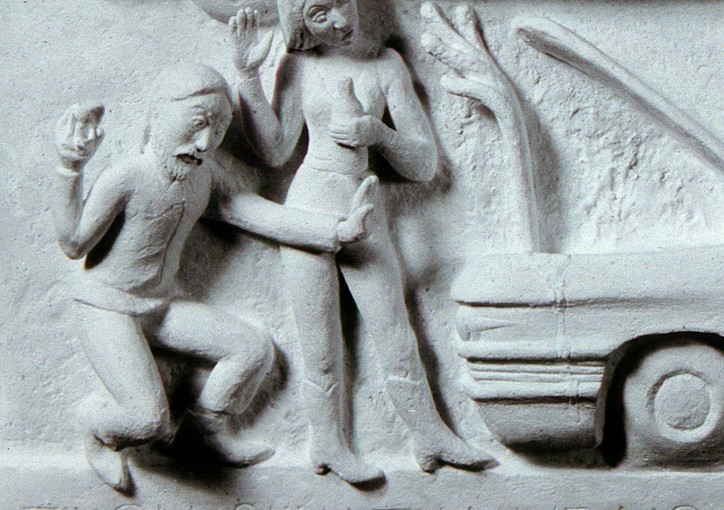 Traffic Frieze (detail, Panel #1: Thou Shalt Have No Other Gods Before Me)