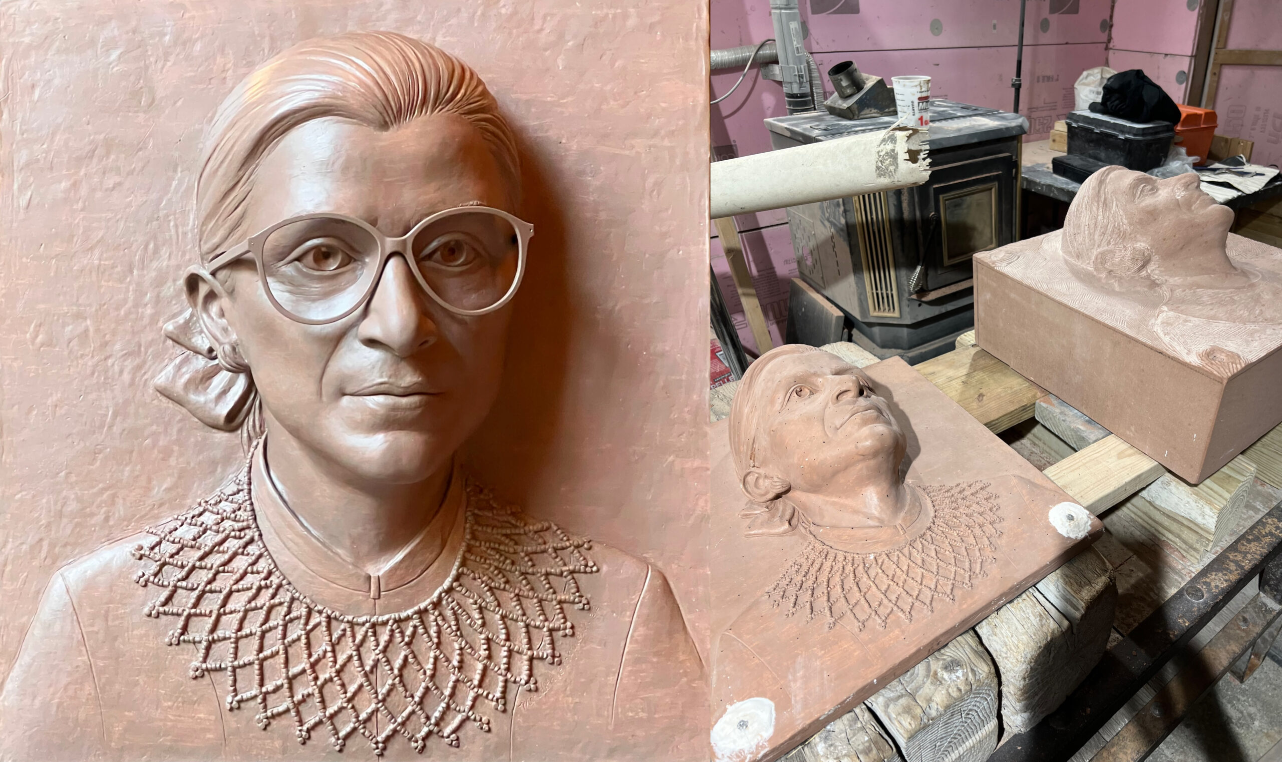 Justice Ruth Bader Ginsburg: Plaster Model & Carving in Progress